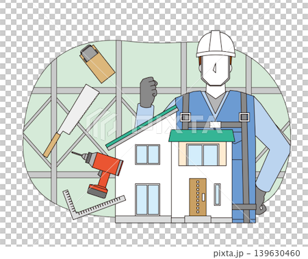 住宅を建設する男性作業員 139630460