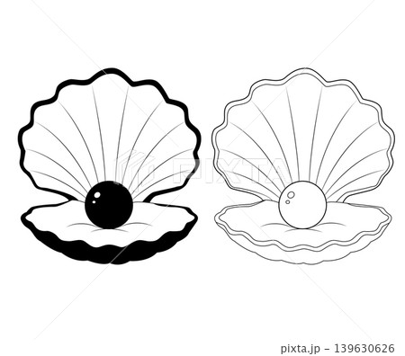 Pearl in the open shell icon. Open seashell sign. Sea and ocean symbol. flat style.  139630626