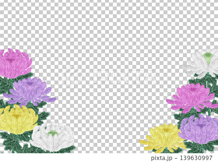 【菊花橫框】手工刺繡插畫素材 139630997