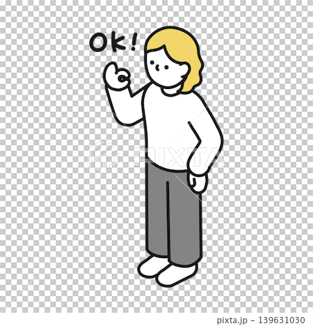 アイソメトリックイラスト:OKポーズをする女性 アイソメトリックイラスト:OKポーズをする女性 139631030
