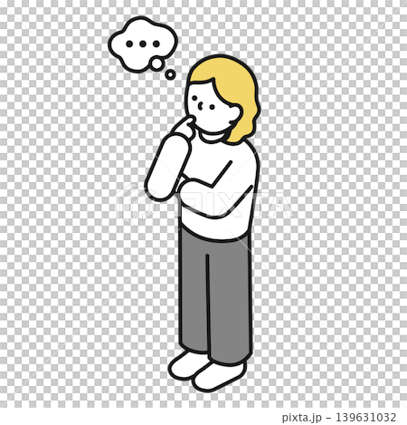 アイソメトリックイラスト：何かを考える女性 139631032