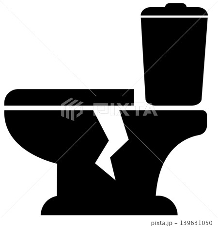 Broken toilet bowl icon. Cracked ceramic toilet bowl sign. Crack in the toilet symbol. flat style. Broken toilet bowl icon. Cracked ceramic toilet bowl sign. Crack in the toilet symbol. flat style. 139631050