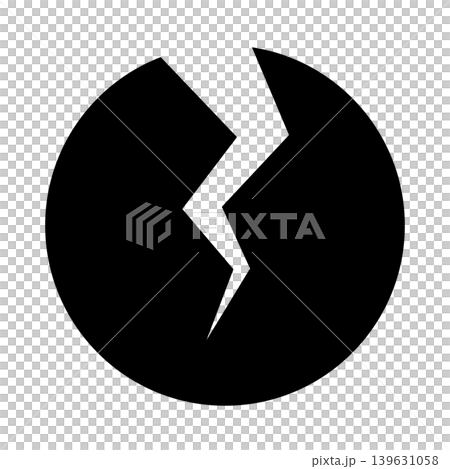 ヒビの入った日の丸風のマーク　アイコン　黒 139631058