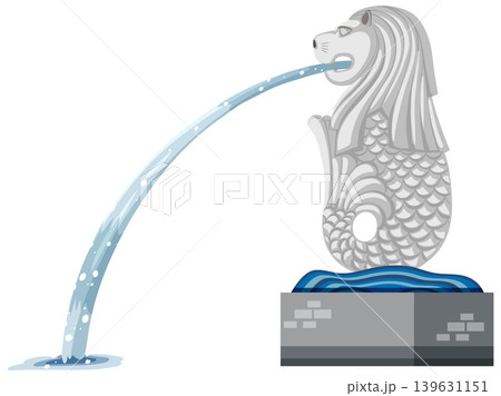 Vector Illustration of the Iconic Merlion Statue Spouting Water Vector Illustration of the Iconic Merlion Statue Spouting Water 139631151