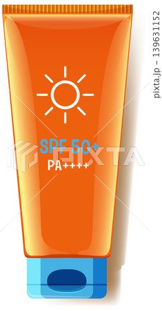 Glossy Orange Sunscreen Tube Illustration with SPF 50 Protection Label Glossy Orange Sunscreen Tube Illustration with SPF 50 Protection Label 139631152