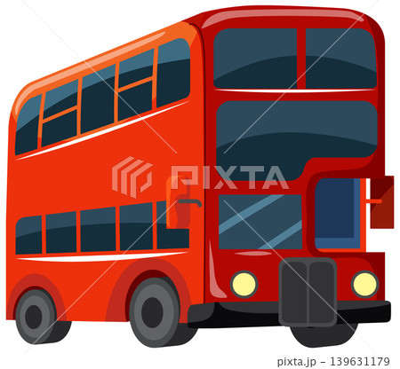 Red Double Decker Bus Vector Illustration on White Background 139631179