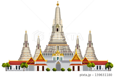 Detailed Vector Illustration of a Traditional Thai Buddhist Temple Landmark 139631180