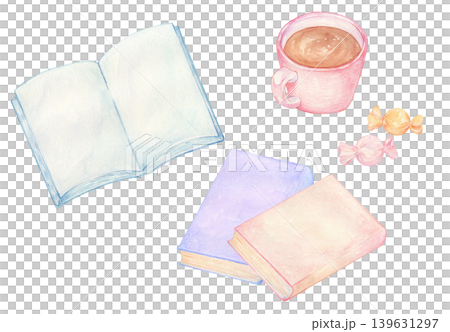 本とコーヒー　水彩イラスト 139631297
