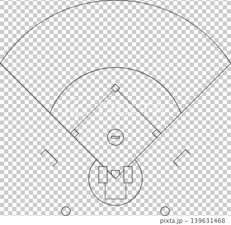 野球のグラウンドの平面図、野球場、ベクターイラスト 野球のグラウンドの平面図、野球場、ベクターイラスト 139631468