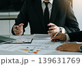 Teamwork with business people analysis cost graph on desk at meeting room. 139631769
