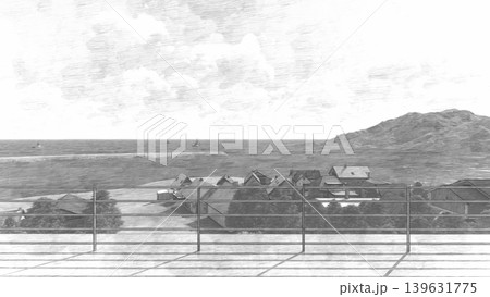 津波・水害時の高台避難訓練と避難タワーの3DCGイメージ　人無し 139631775
