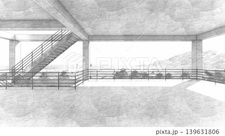 津波・水害時の高台避難訓練と避難タワーの3DCGイメージ　人無し 139631806