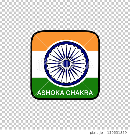 Ashoka Chakra Square Icon, Indian Flag Colors 139631829