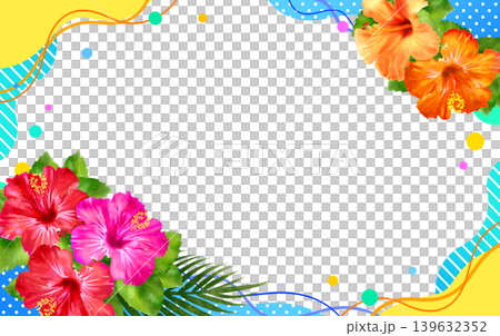 Hibiscus and wave patterns; abstract; refreshing; pop; summer 139632352