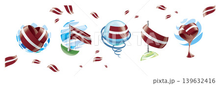Vector set of the Latvian flag in various creative designs 139632416