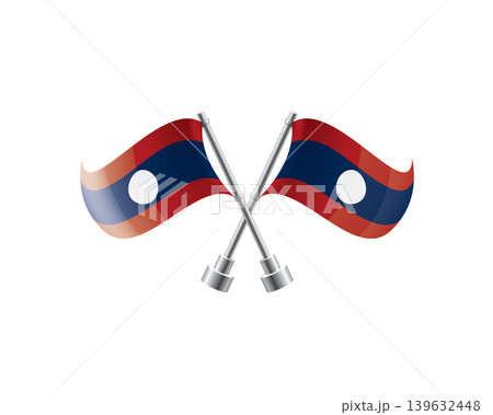 Scalable illustration capturing prideful display of Laos national banners Scalable illustration capturing prideful display of Laos national banners 139632448