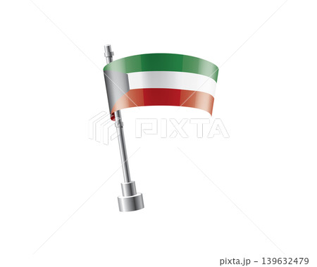 Clean representation showcasing Kuwait flag attached to glossy metal pole Clean representation showcasing Kuwait flag attached to glossy metal pole 139632479