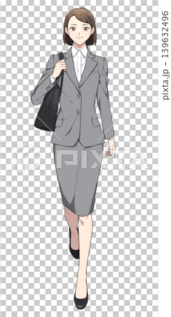 職業婦女行走的插圖（穿著裙裝） 139632496