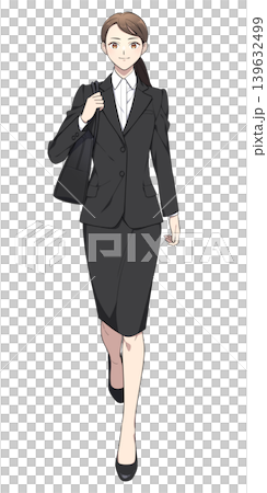 職業婦女行走的插圖（穿著裙裝） 139632499