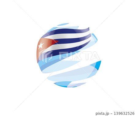 Flat of patriotic globe featuring waving Cuban flag design Flat of patriotic globe featuring waving Cuban flag design 139632526