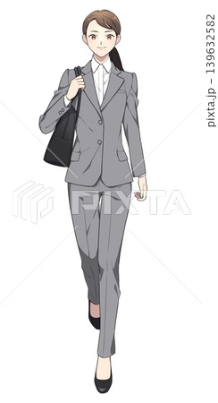 歩く社会人女性のイラスト(パンツスーツ) 歩く社会人女性のイラスト(パンツスーツ) 139632582