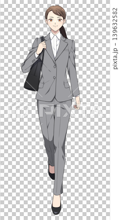 Illustration of a working woman walking (wearing a pantsuit) Illustration of a working woman walking (wearing a pantsuit) 139632582