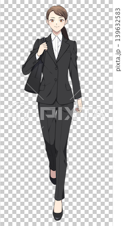 歩く社会人女性のイラスト（パンツスーツ） 139632583