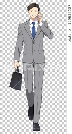 電話しながら歩く社会人男性のイラスト 139632587