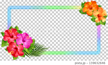 芙蓉花相框，裝飾相框，夏季，清爽，16:9 139632646