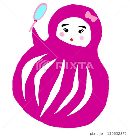 鏡を見つめるダルマ 手描きイラスト 鏡を見つめるダルマ 手描きイラスト 139632872