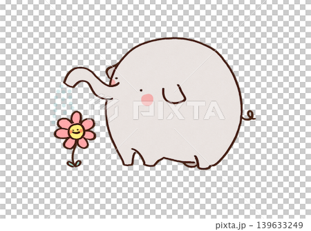 An elephant waters flowers by spraying water from its long trunk like a shower. An elephant waters flowers by spraying water from its long trunk like a shower. 139633249