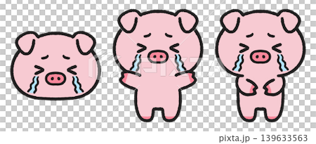 一組哭泣的豬的插圖 一組哭泣的豬的插圖 139633563