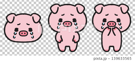 A set of illustrations of crying pigs A set of illustrations of crying pigs 139633565