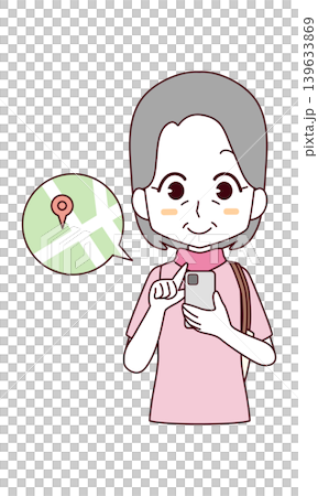 圖:一位老婦人正在用智慧型手機查看地圖。 圖:一位老婦人正在用智慧型手機查看地圖。 139633869