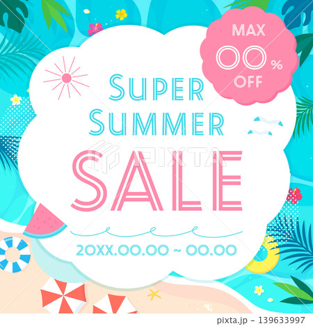 真夏のビーチのサマーセールテンプレート2_正方形 真夏のビーチのサマーセールテンプレート2_正方形 139633997