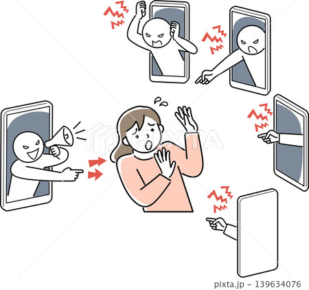 ネット上で誹謗中傷を浴びる女性 ネット上で誹謗中傷を浴びる女性 139634076