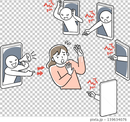 ネット上で誹謗中傷を浴びる女性 ネット上で誹謗中傷を浴びる女性 139634076