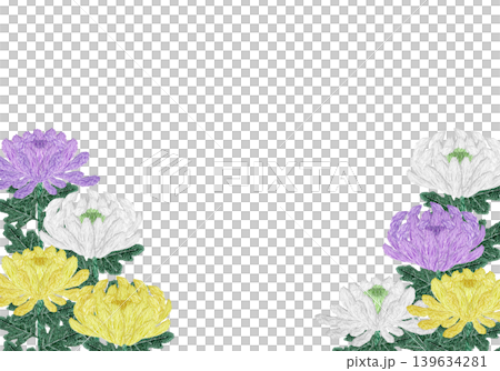 【菊の花のフレーム】手刺繍イラスト素材 【菊の花のフレーム】手刺繍イラスト素材 139634281