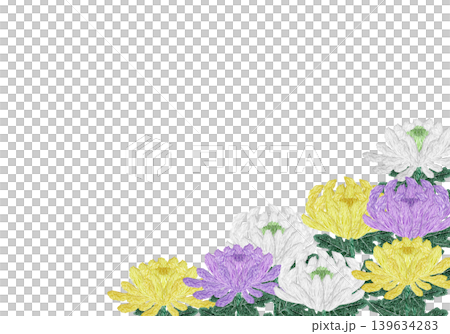 【菊の花のフレーム】手刺繍イラスト素材 【菊の花のフレーム】手刺繍イラスト素材 139634283