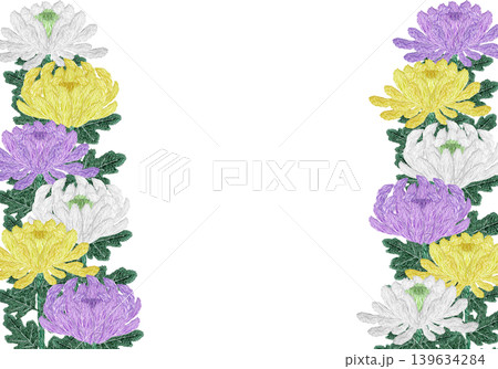 【菊の花のフレーム】手刺繍イラスト素材 【菊の花のフレーム】手刺繍イラスト素材 139634284