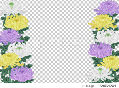 【菊の花のフレーム】手刺繍イラスト素材 【菊の花のフレーム】手刺繍イラスト素材 139634284
