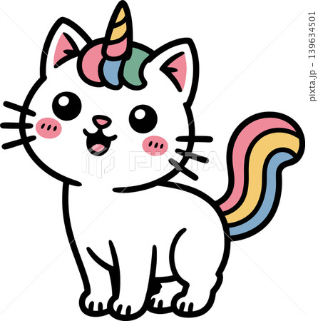 Cute Cartoon Cat Unicorn Illustration Cute Cartoon Cat Unicorn Illustration 139634501