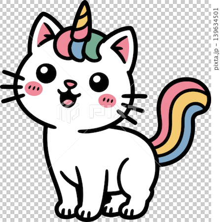 Cute Cartoon Cat Unicorn Illustration Cute Cartoon Cat Unicorn Illustration 139634501