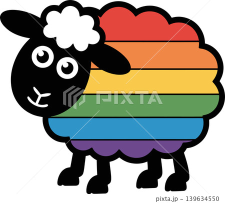 Cute Rainbow Sheep Illustration for Pride and Diversity 139634550