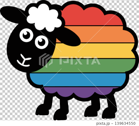 Cute Rainbow Sheep Illustration for Pride and Diversity 139634550