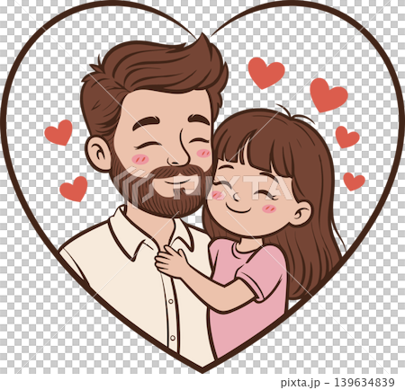 Father and Daughter Love in Heart Illustration	 139634839