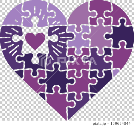 Alzheimer's Awareness Heart Puzzle Symbol Illustration	 139634844