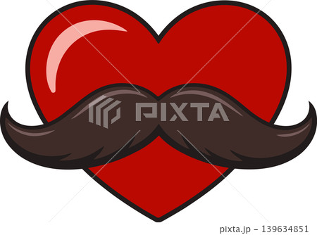 Heart with Mustache Cartoon Illustration for Father's Day or Movember	 139634851