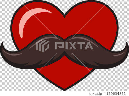 Heart with Mustache Cartoon Illustration for Father's Day or Movember	 139634851