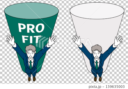 A large profit bar graph and an illustration of a businessman. 139635003
